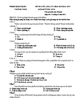 Đề và đáp án thi giữa học kì I Ngữ văn lớp 6 - Năm học 2016-2017